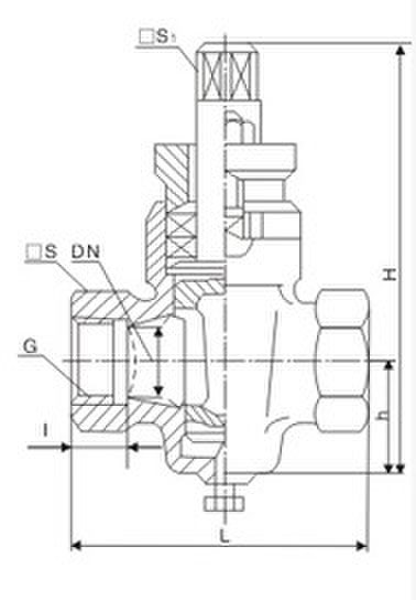 X13T-1.0二通鑄鐵內(nèi)螺紋銅芯旋塞閥外形結(jié)構(gòu)尺寸圖